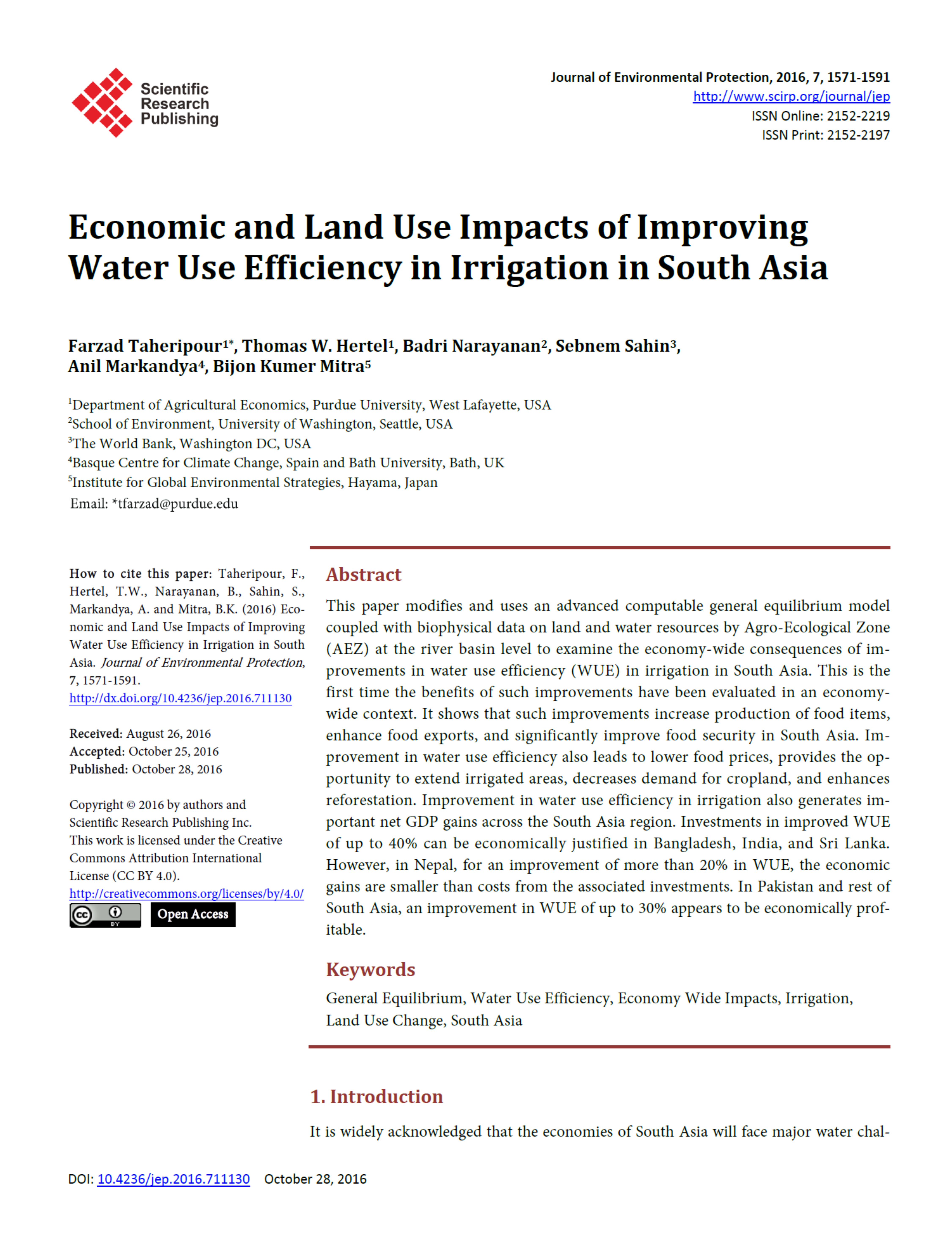 Water Requirements for Irrigation and the Environment